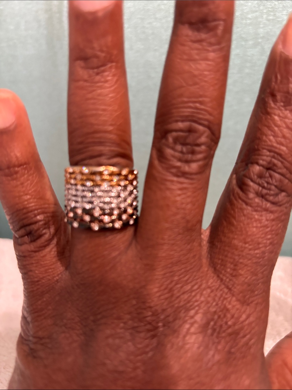 Gold and Silver Stacked Beaded Ring - Women Jewelry